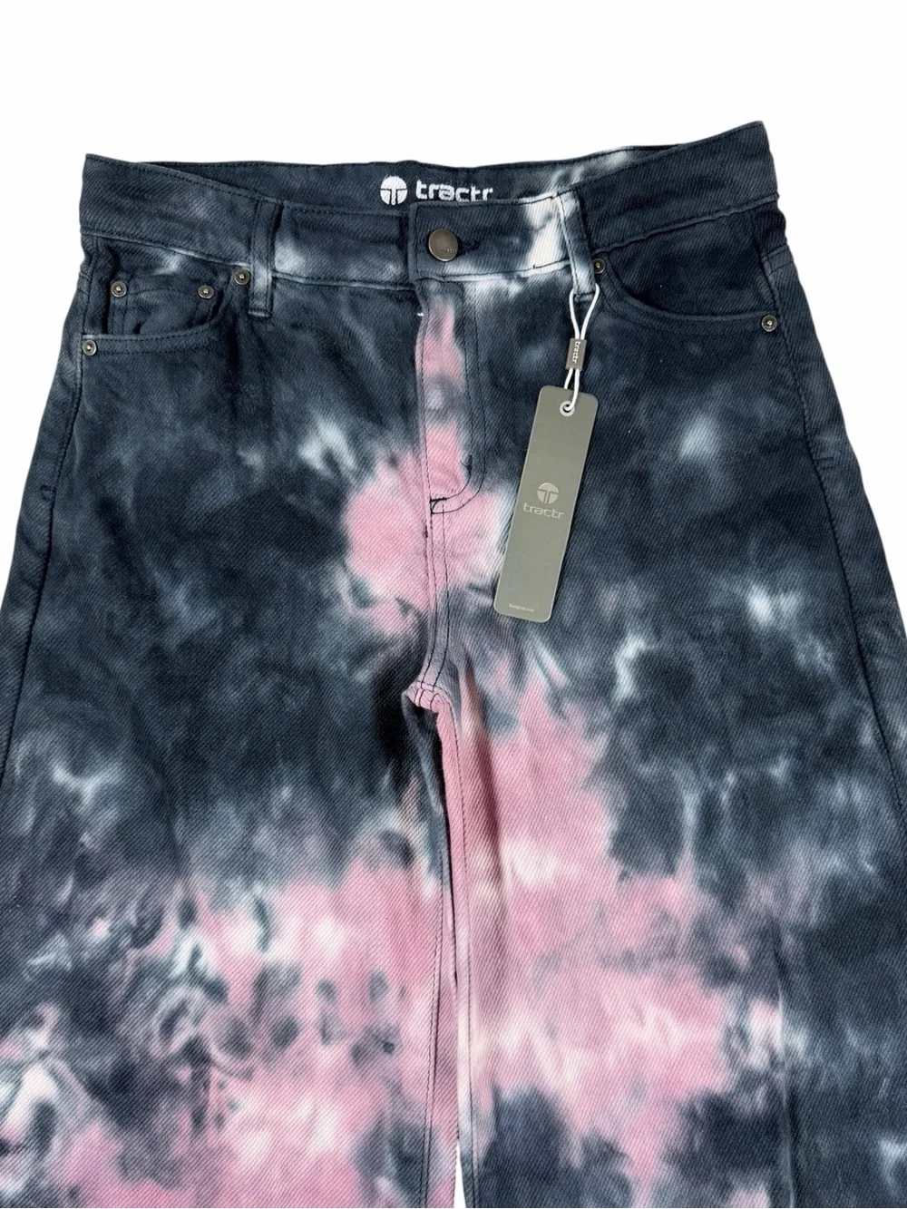 NWT Tractr Girls High Rise Wide Leg Tie Dye Jeans Size 12 Back to School